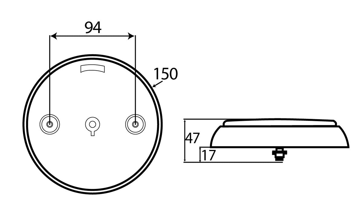 5inch Round Stop/Tail glow, Running Indicator/Reverse Black Base