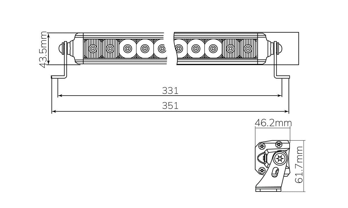 12 Inch Combo Beams Lightbar 10-30V 50W 2950Lm
