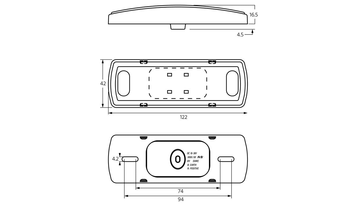 122 Series White Front-End Outline Marker/Reflector 10-30V 10pk