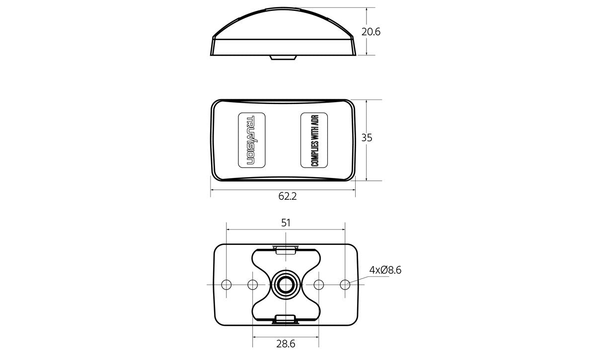 62 Series Amber Side Marker, with Supplementary Cat.5 Side Indicator 10-30V 10pk