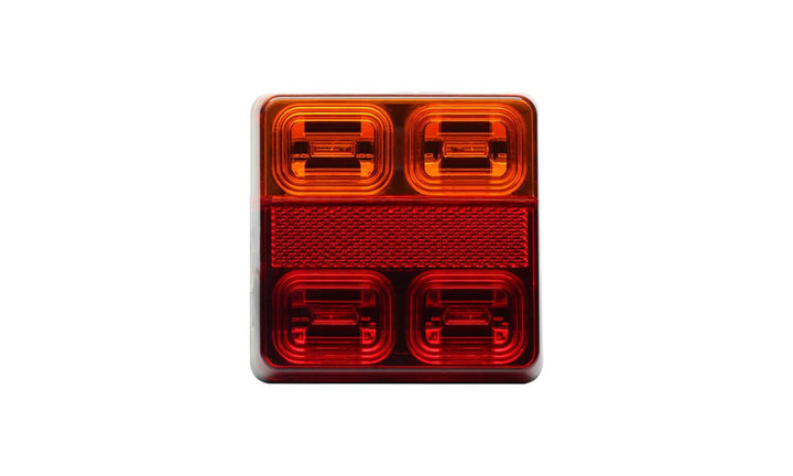 Square Trailer Lamp STOP/TAIL/ DI/ NPL/ Reflector12V 100x100mm (Bulk Pack in white Box) RH
