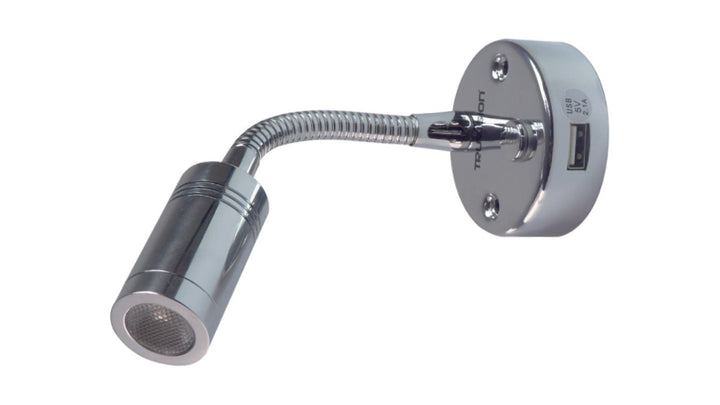 Reading Light w/ nightlight Goose neck Chrome