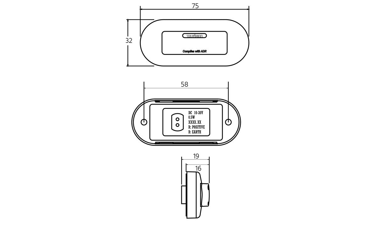 75 Series White Front-End Outline Marker 10-30V 10pk