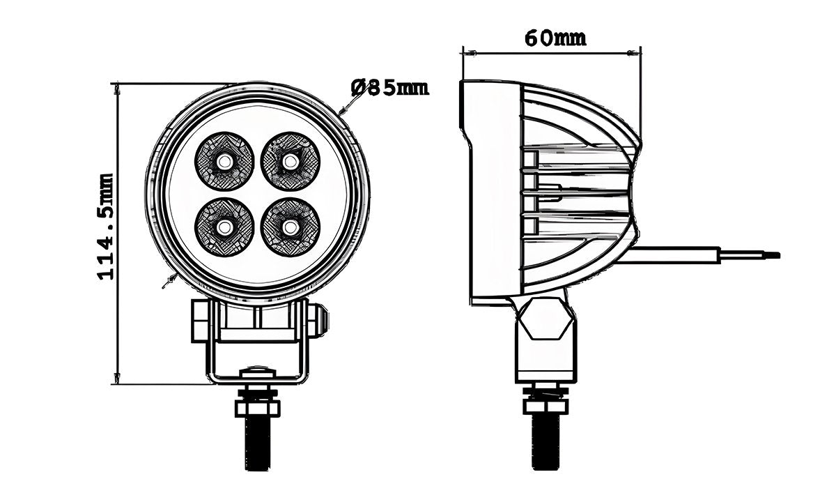 12W Round LED Worklight 9-32V 1080lm