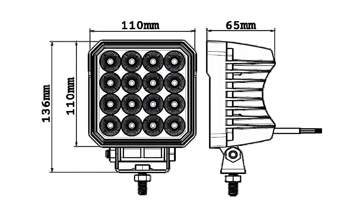 18W Square LED Worklight 9-32V 1620lm