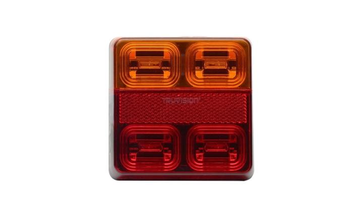 Square Trailer Lamp STOP / TAIL / DI / Reflector 12V 100x100mm (Bulk pack in White Box) LH