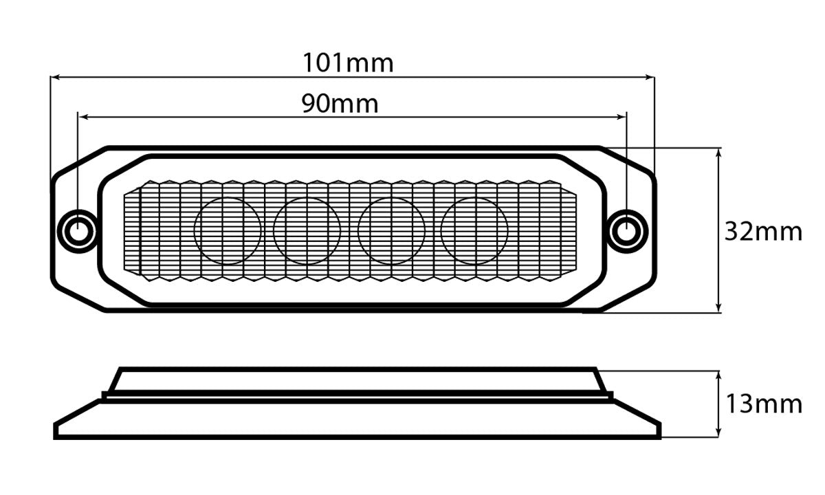 Extra Slim LED strobe lights (Amber) 12/24V 101mm